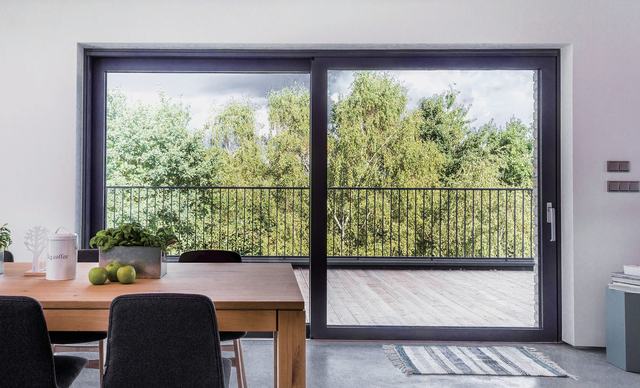 Slim-frame sliding door to a terrace