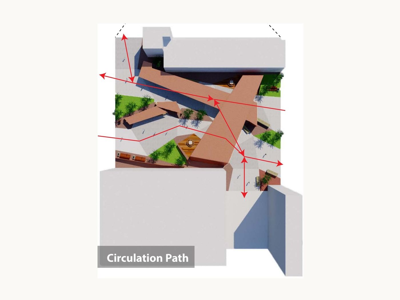 Forest Mall: Circulation diagram, original drawing