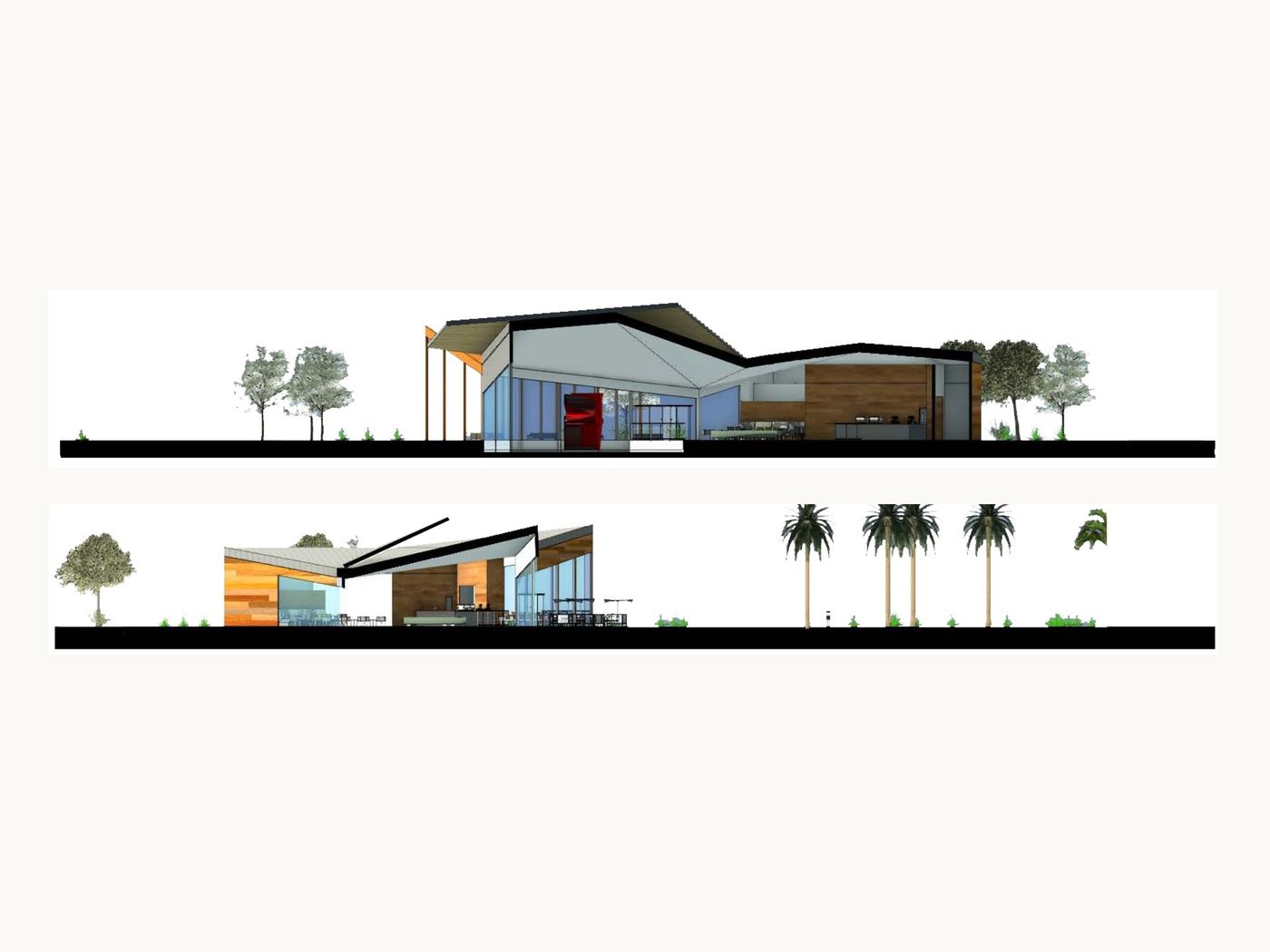 Oakridge: Elevations, original drawing